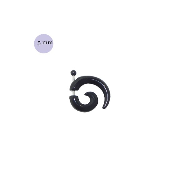 Una dilatación falsa tipo espiral negra, 5mm de díametro de plástico