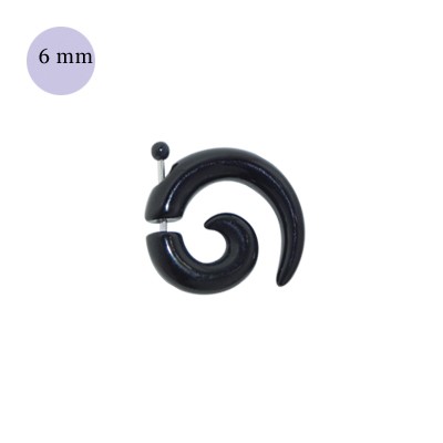 Una dilatación falsa tipo espiral negra, 6mm de díametro de plástico