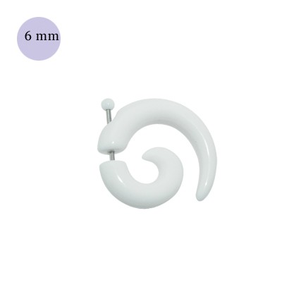 Una dilatación falsa tipo espiral blanca, 6mm de díametro, de plástico