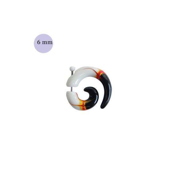 Una dilatación falsa tipo espiral blanco y negro, 6mm de díametro, de plástico