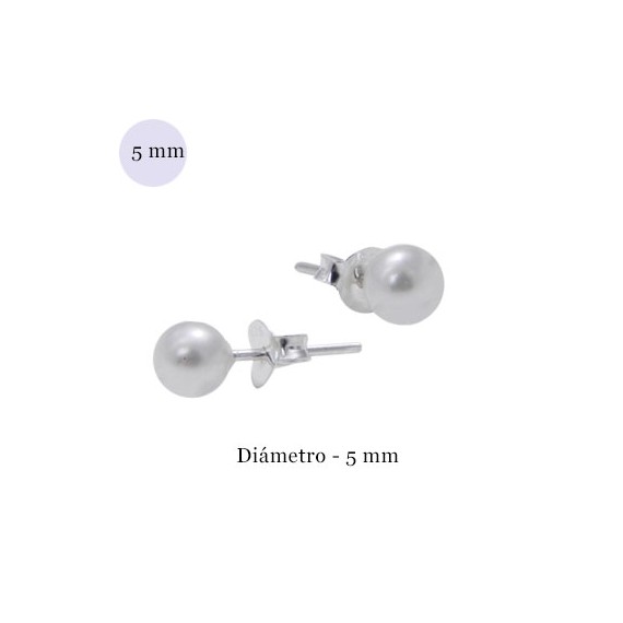 Pendientes imitación de perlas de plata de 5mm de diámetro