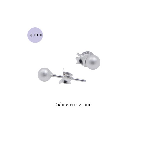 Pendientes imitación de perlas de plata de 4mm de diámetro