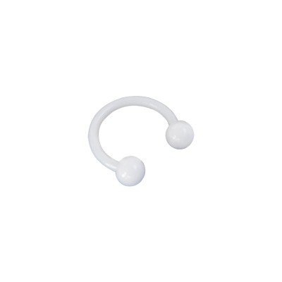 Piercing oreja, tragus, cartílago, aro abierto bioplast flexible blanco con dos bolas, 6mm de diámetro