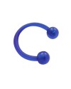 Piercing oreja, tragus, cartílago, aro abierto bioplast flexible azul con dos bolas, 8mm de diámetro
