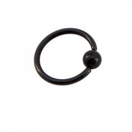Piercing oreja, tragus, cartílago, aro cerrado negro con bola de presion, 10mm de diámetro