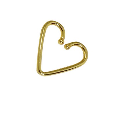 Piercing falso en forma de corazón para la oreja, tragus, helix, cartílago de plata 925, color dorado