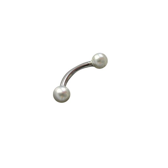 Piercing oreja, tragus, helix y cartílago de con bolas perlas 3mm, palo curvado, largo 6mm