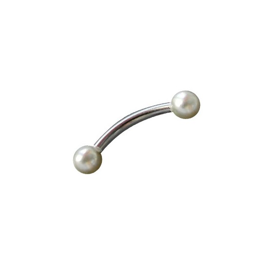 Piercing oreja, tragus, helix y cartílago de con bolas perlas 3mm, palo curvado, largo 8mm