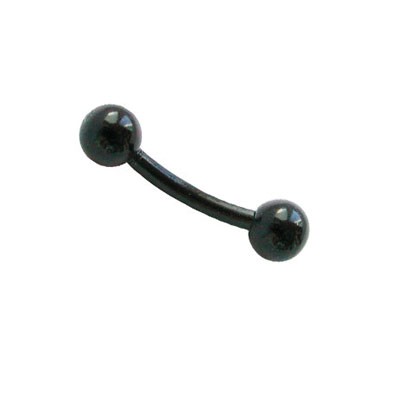 Piercing oreja, tragus, helix y cartílago de bioplast flexible negro, palo curvado, largo 6mm y bolas 3mm