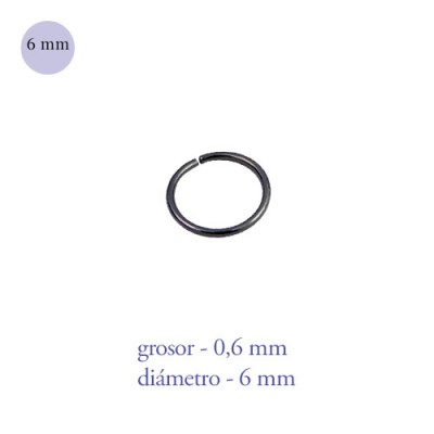 Anneau nez fermé en acier noir, 6 mm diamètre, épaisseur, 0,6 mm