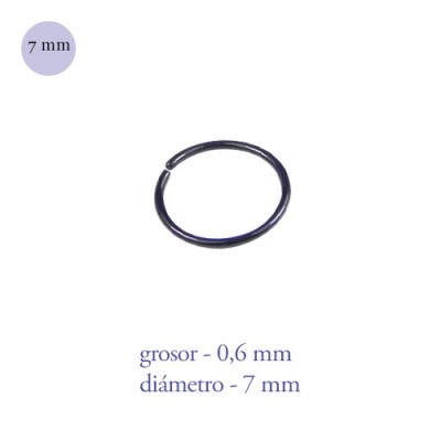 Anneau nez fermé en acier noir, 7 mm diamètre, épaisseur, 0,6 mm
