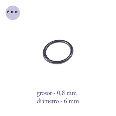 Anneau nez fermé en acier noir, 6 mm diamètre, épaisseur, 0,8 mm