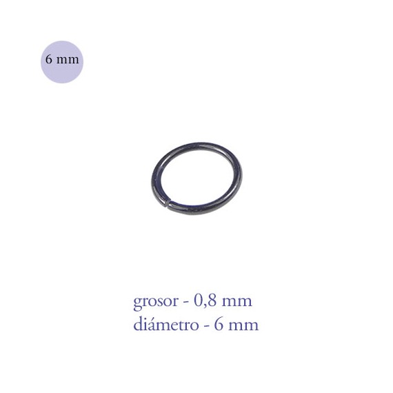 Anneau nez fermé en acier noir, 6 mm diamètre, épaisseur, 0,8 mm