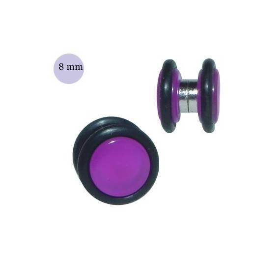 Faux écarteur magnétique, acrylique violette, 8mm, GM1-12