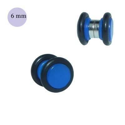 Faux écarteur magnétique, acrylique bleue, 6mm, GM1-09