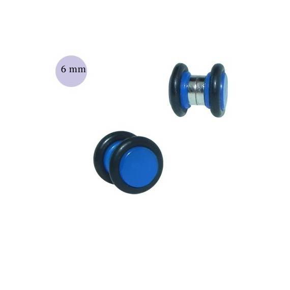 Faux écarteur magnétique, acrylique bleue, 6mm, GM1-09