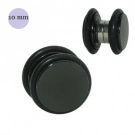 Dilatación falsa de imán negra de acero, 10mm diámetro, con dos anillas de goma