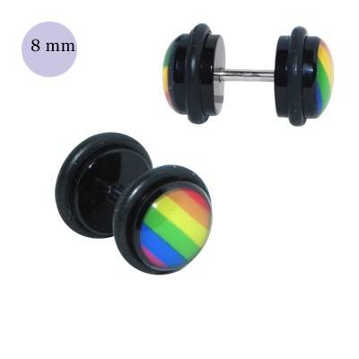 Dilatacion falsa orgullo gay de plástico, 8mm diámetro de los discos. Precio por una dilatacion falsa