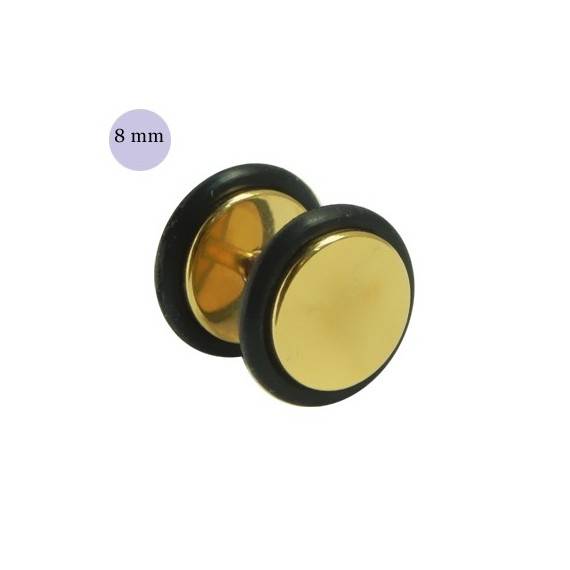Dilatación falsa dorada, 8mm de diámetro, con dos anillas de goma