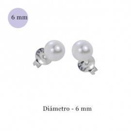 Pendientes imitacion de perlas de plata 6mm, ORE3-1
